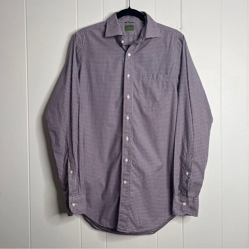 Sid Mashburn Shirt Plaid Long Sleeve Dress Shirt Slim Fit 100% Cotton Size S